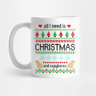 All I Need is Christmas and Capybaras Ugly Sweater Mug